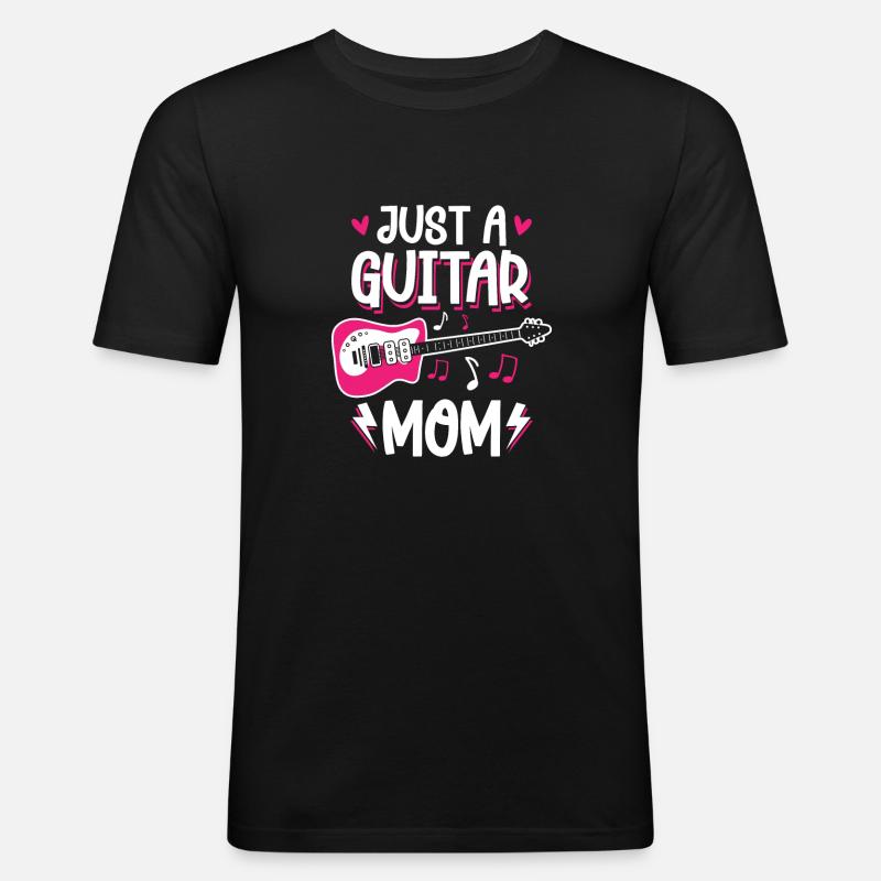 E Gitarre Elektrogitarre Mutter - Männer Slim Fit T-Shirt - Schwarz