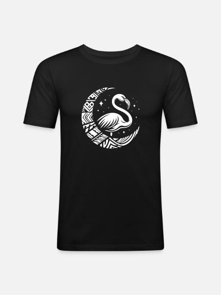 Flamingo Tribal Moon Phases - Men's Slim Fit T-Shirt - black