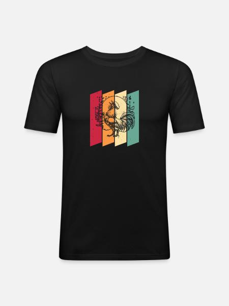 Chicken Hen Moon Howling - Men's Slim Fit T-Shirt - black