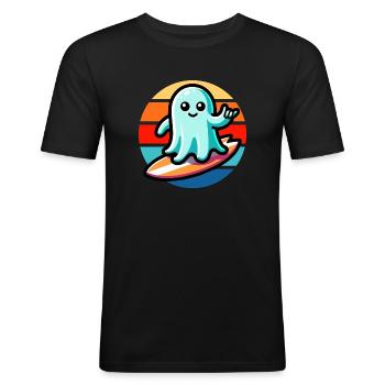 Geist Surfing Vintage Sunset - Männer Slim Fit T-Shirt - Schwarz - Vorne - Nik (191cm)