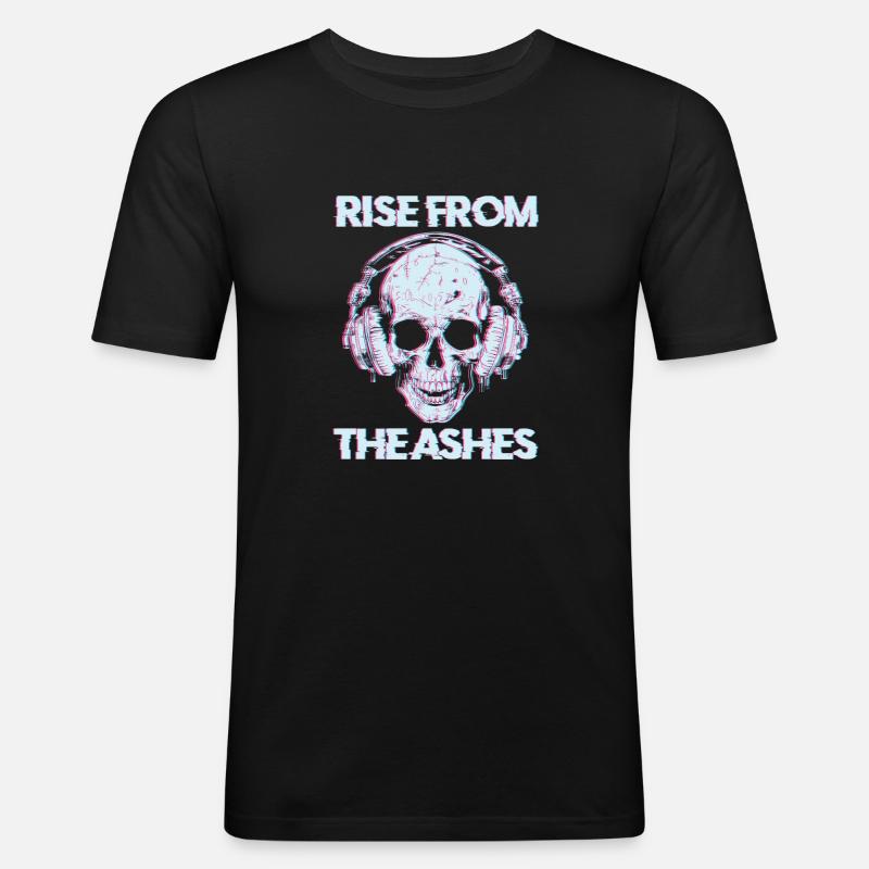 Techno Raver Schädel - Männer Slim Fit T-Shirt - Schwarz