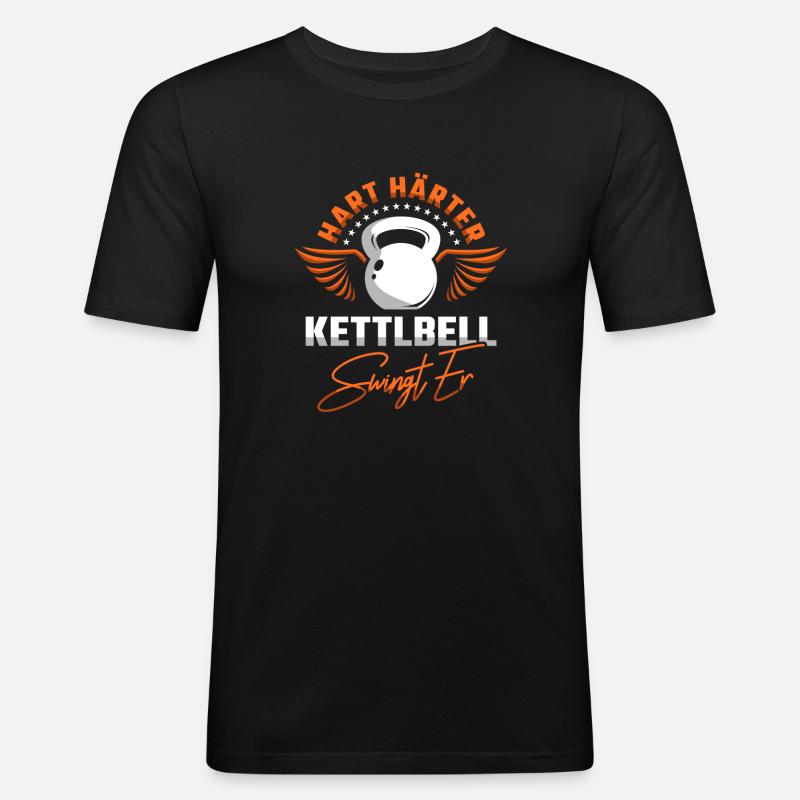 Kettlebell - Männer Slim Fit T-Shirt - Schwarz