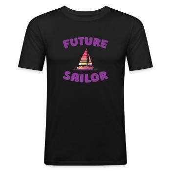 Segeln Segler Segelboot Future Sailor - Männer Slim Fit T-Shirt - Schwarz - Vorne - Nik (191cm)