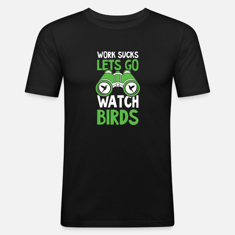 Vogelbeobachter - Männer Slim Fit T-Shirt - Schwarz