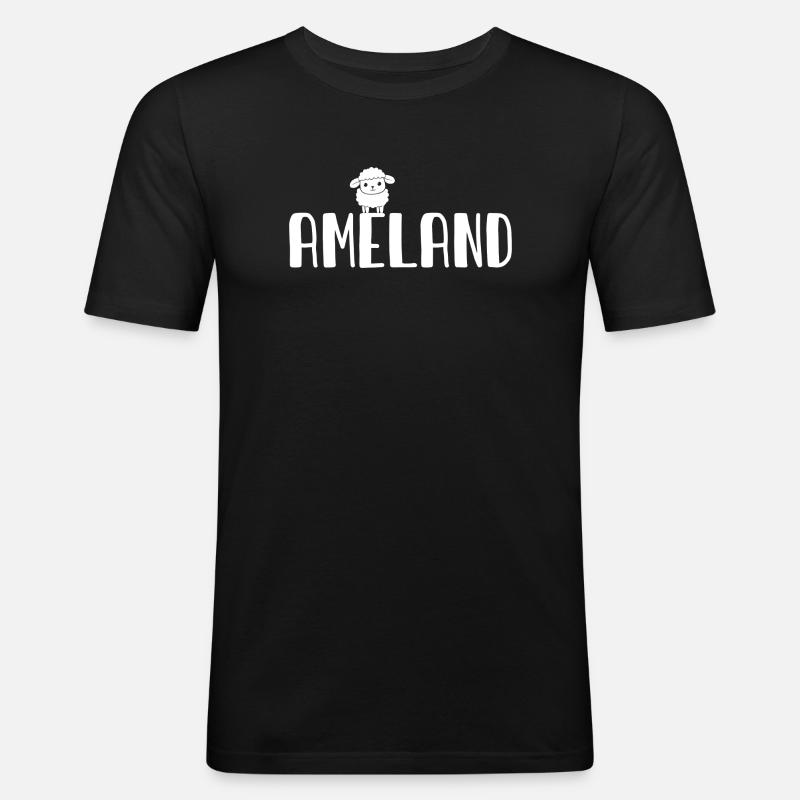 Süßes Schaf Ameland - Männer Slim Fit T-Shirt - Schwarz