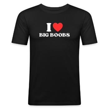 Ich liebe Umarmungen und ein breites Lächeln - Männer Slim Fit T-Shirt - Schwarz - Vorne - Nik (191cm)