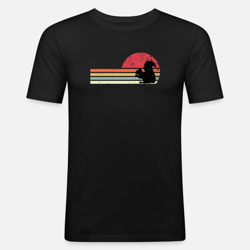 Retro-Eichhörnchen - Männer Slim Fit T-Shirt - Schwarz