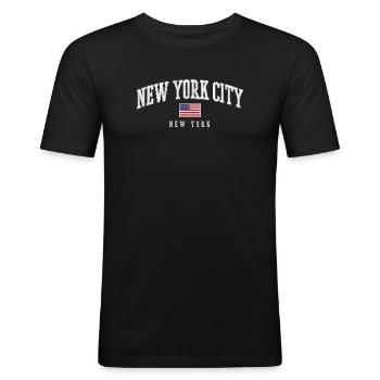 New York USA - Men's Slim Fit T-Shirt - black - Front - Nik (191cm)