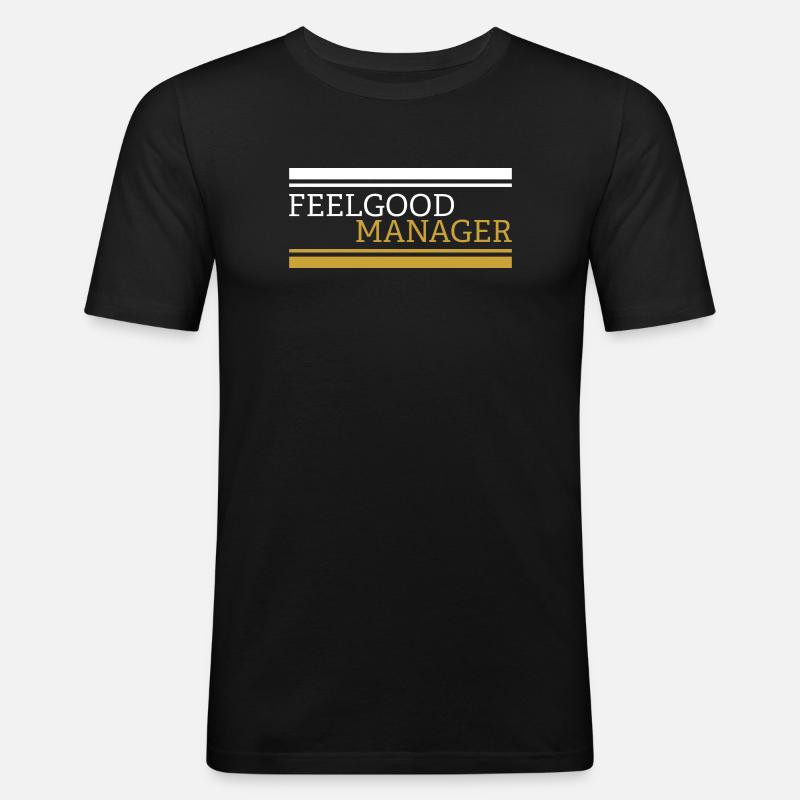 Feelgood manager Design white - Männer Slim Fit T-Shirt - Schwarz