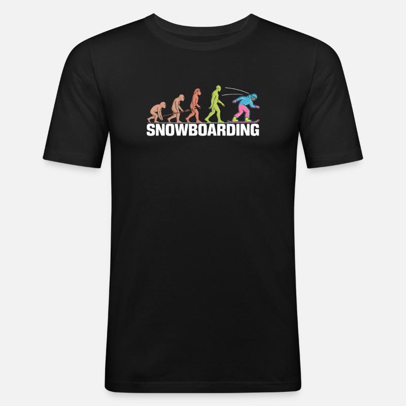 Die Evolution des Snowboard-Designs - Männer Slim Fit T-Shirt - Schwarz
