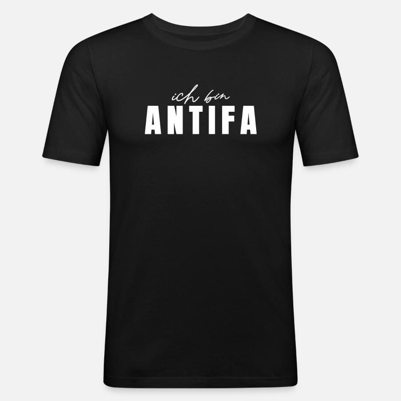 Antifaschismus Ich Bin Antifa  - Männer Slim Fit T-Shirt - Schwarz