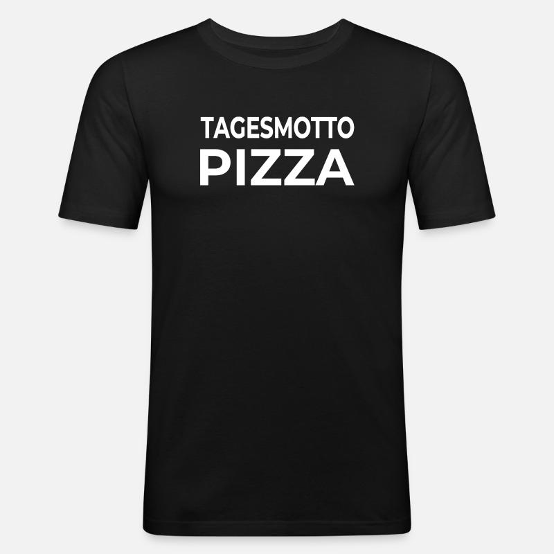 Pizza - Männer Slim Fit T-Shirt - Schwarz