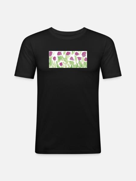 Das Leben ist eine Blumenwiese - Männer Slim Fit T-Shirt - Schwarz