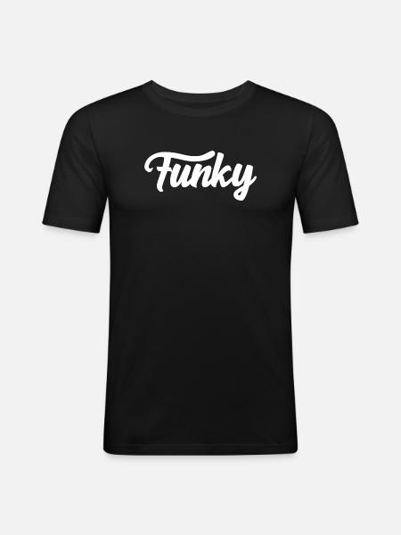 Funky Musik-Logo - Männer Slim Fit T-Shirt - Schwarz