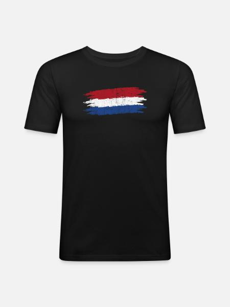 Dutch Flag Brush Strokes Tee - Men's Slim Fit T-Shirt - black