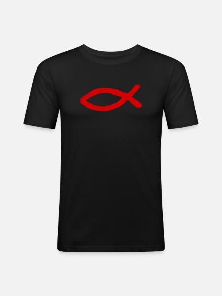 Jesus fish Ichthys fish fish - Men's Slim Fit T-Shirt - black