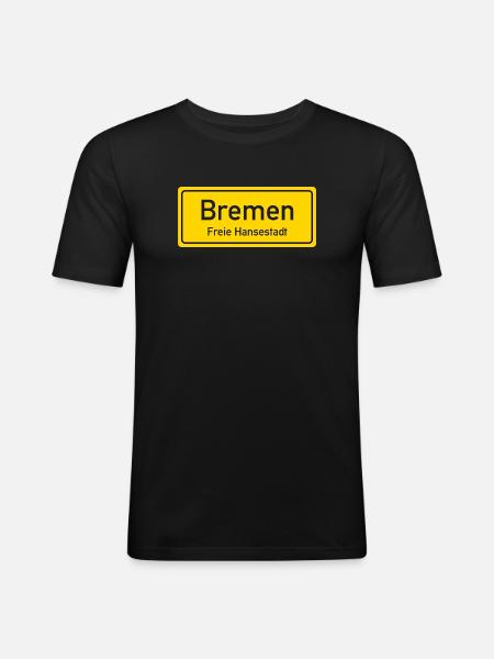 Bremen place name sign Germany - Men's Slim Fit T-Shirt - black