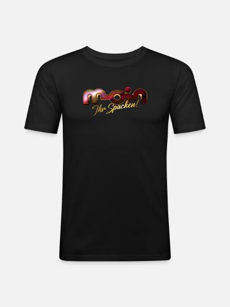 Moin ihr Spacken! - Männer Slim Fit T-Shirt - Schwarz
