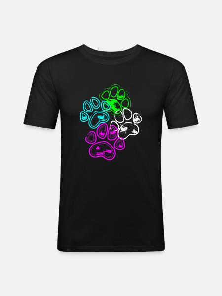Neon Paw Design - Men's Slim Fit T-Shirt - black
