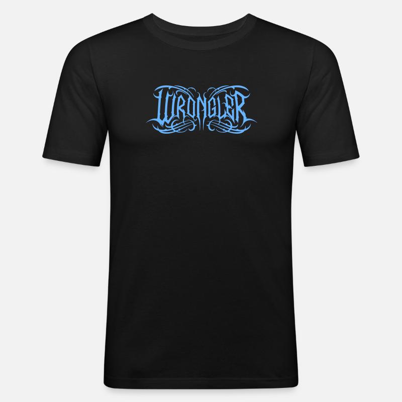 Logo Wrongler bleu - T-shirt près du corps Homme - noir