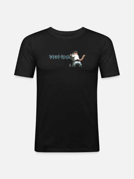 Cat Graffiti Dogs Suck - Men's Slim Fit T-Shirt - black