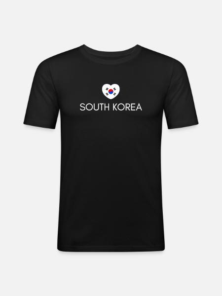 Heart with South Korean flag - Men's Slim Fit T-Shirt - black