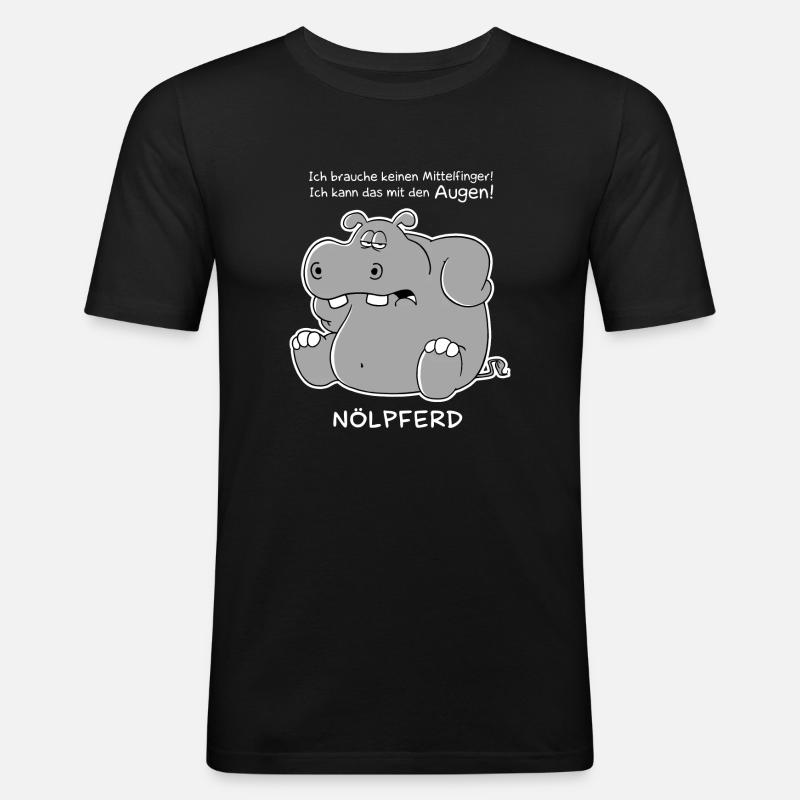 Mittelfinger (White) - Männer Slim Fit T-Shirt - Schwarz