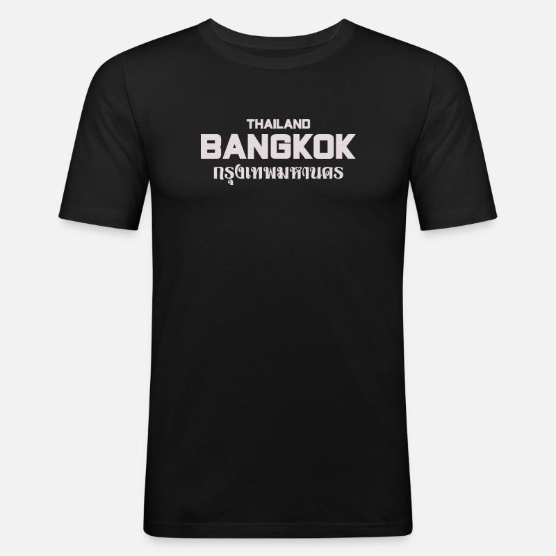 Bangkok Großbuchstaben Stadtbild - Männer Slim Fit T-Shirt - Schwarz