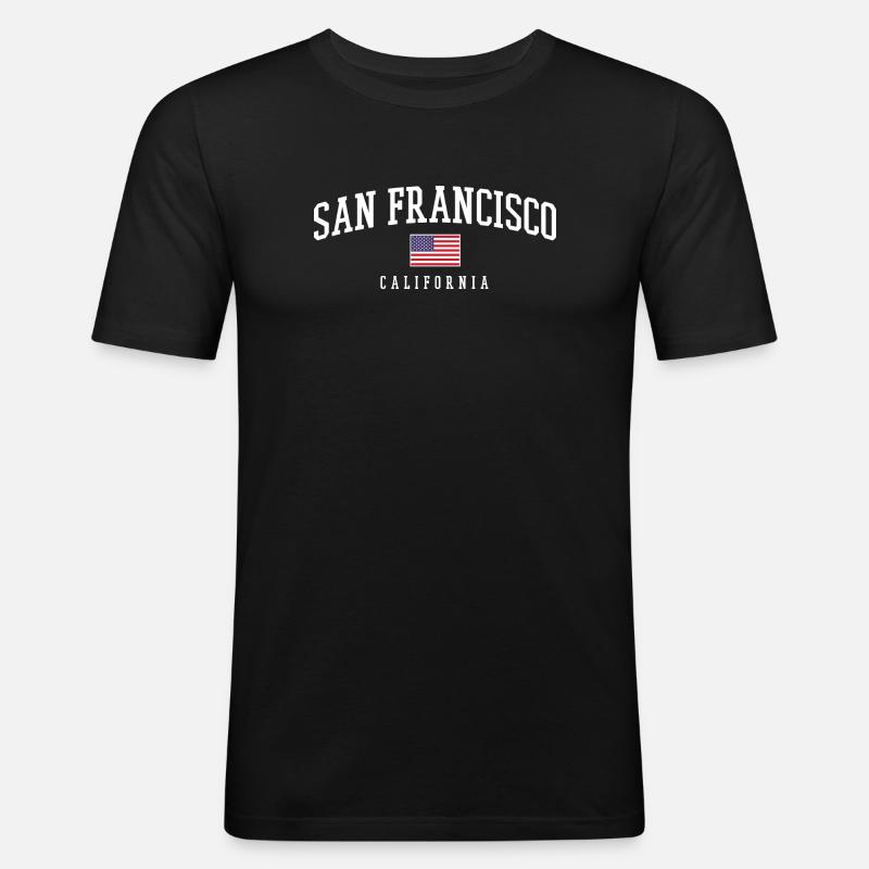 San Francisco Flaggen-Design - Männer Slim Fit T-Shirt - Schwarz