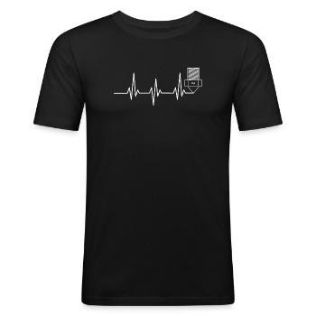 Heartbeat 3D Printing funny TShirt Design - Men's Slim Fit T-Shirt - black - Front - Nik (191cm)