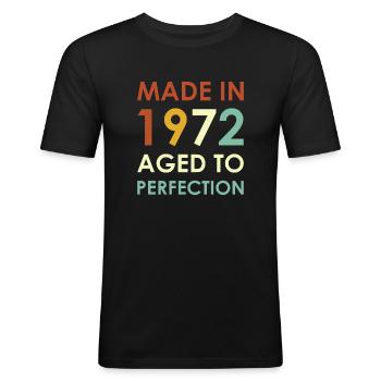 1972 Vintage Aged to perfection - Men's Slim Fit T-Shirt - black - Front - Nik (191cm)
