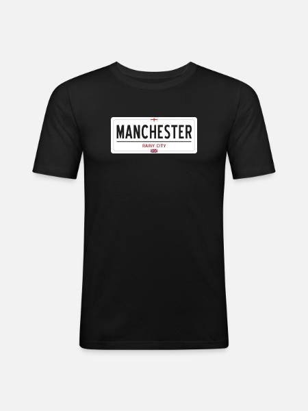 Manchester town sign - Men's Slim Fit T-Shirt - black
