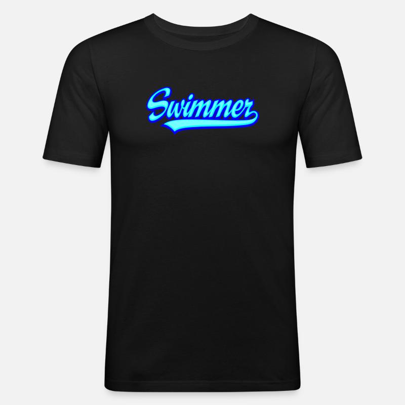Schwimmer - Männer Slim Fit T-Shirt - Schwarz