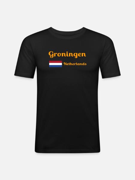 Groningen Netherlands - Stylish prints - Men's Slim Fit T-Shirt - black
