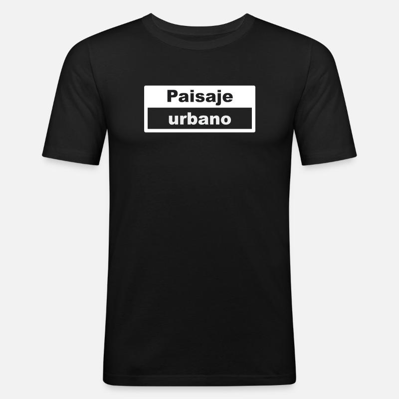 Cityscape Typography Spanish - Men's Slim Fit T-Shirt - black