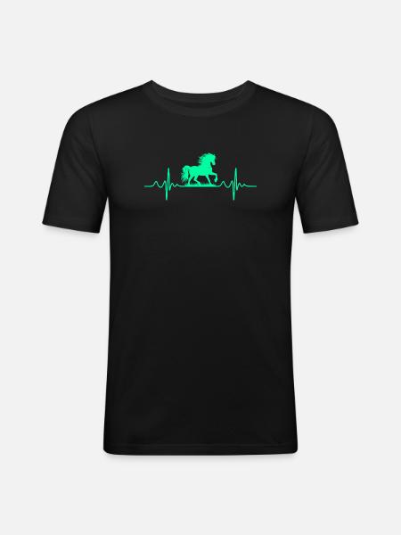 pferd herzschlag - Männer Slim Fit T-Shirt - Schwarz