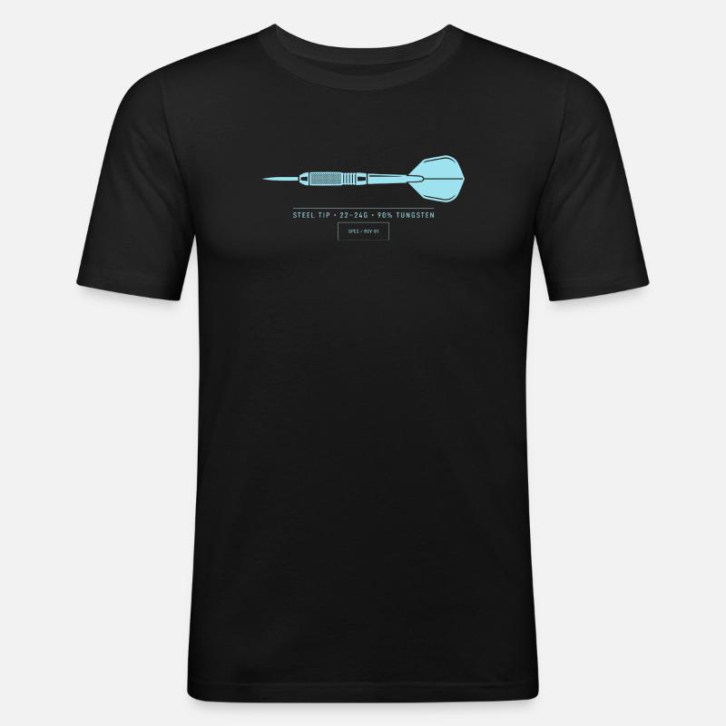 Dart Illustration Technische Blaupause Dartpfeil - Männer Slim Fit T-Shirt - Schwarz