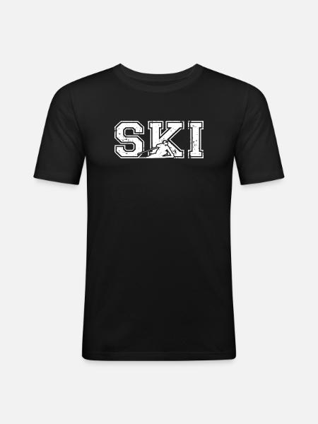 Ski Skifahrer Wintersport - Männer Slim Fit T-Shirt - Schwarz