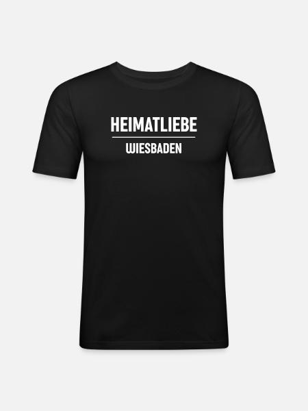 Heimatliebe Wiesbaden - Männer Slim Fit T-Shirt - Schwarz