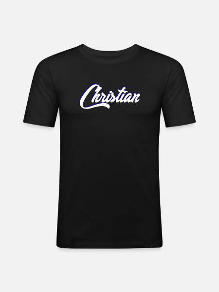 Personalized Christian Name Lettering - Men's Slim Fit T-Shirt - black