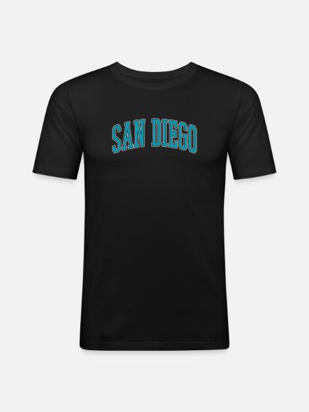 San Diego Blockschrift Kollektion - Männer Slim Fit T-Shirt - Schwarz