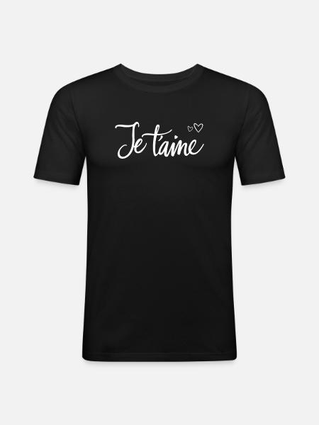 Je t'aime - T-shirt près du corps Homme - noir