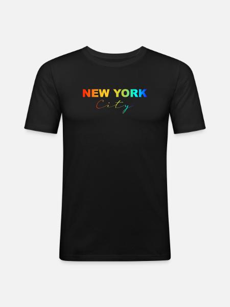 New York City Rainbow - Men's Slim Fit T-Shirt - black