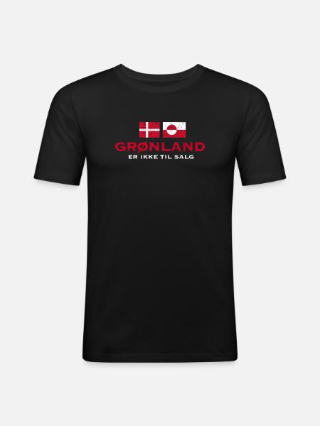 Greenland Flag Distress Unity - Men's Slim Fit T-Shirt - black