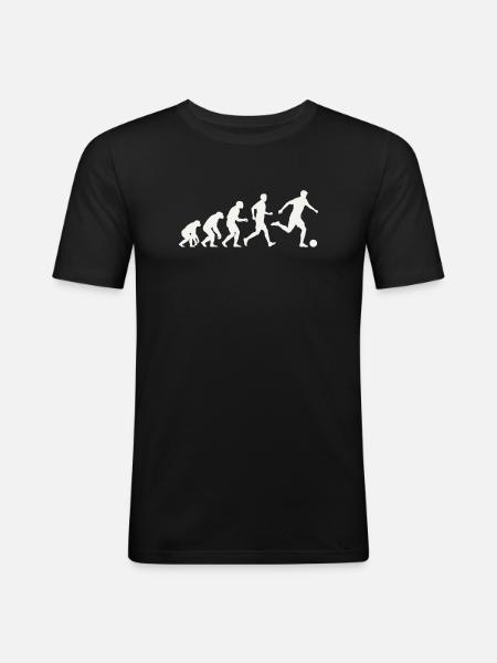 Fußball Evolution Silhouette Fußballer Entwicklung - Männer Slim Fit T-Shirt - Schwarz