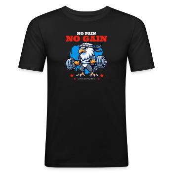No Pain No Gain - Männer Slim Fit T-Shirt - Schwarz - Vorne - Nik (191cm)