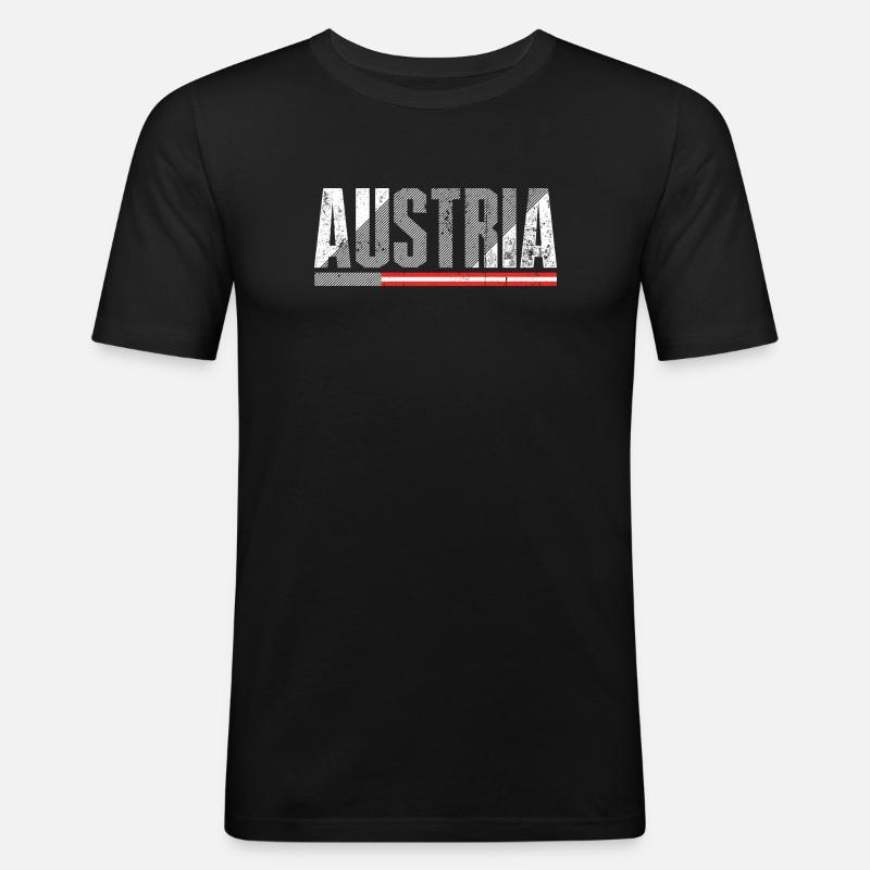 Austria Bold Distressed Flag - Men's Slim Fit T-Shirt - black
