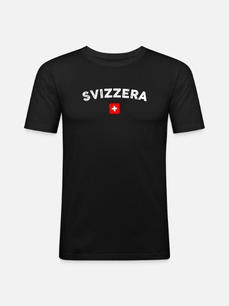 Svizzera Arc Emblem Flag - Men's Slim Fit T-Shirt - black