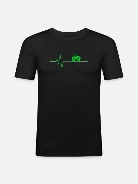 Tractor Heartbeat Farmer - Men's Slim Fit T-Shirt - black