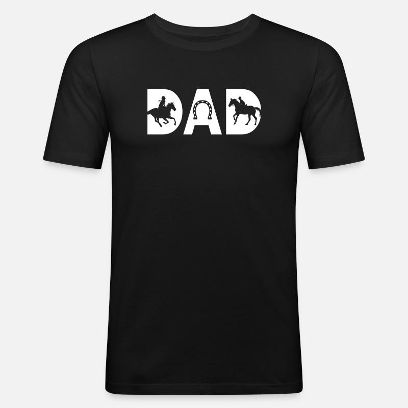 Pferd Papa Pferd Dad - Männer Slim Fit T-Shirt - Schwarz